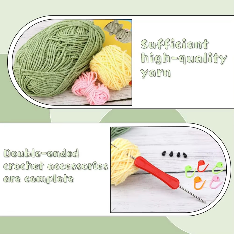 Crochet Set DIY Knitting Cartoon Dinosaur Dolls Keychain Pendant Kits
