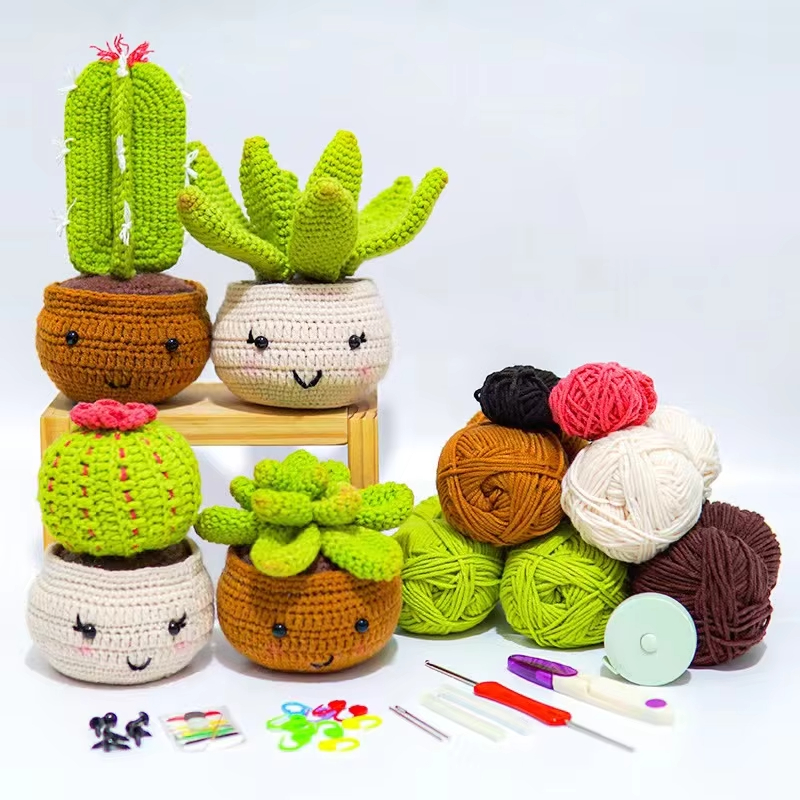 Factory Direct Selling Plants Crochet Kits DIY Knit Cactus Bonsai Sets