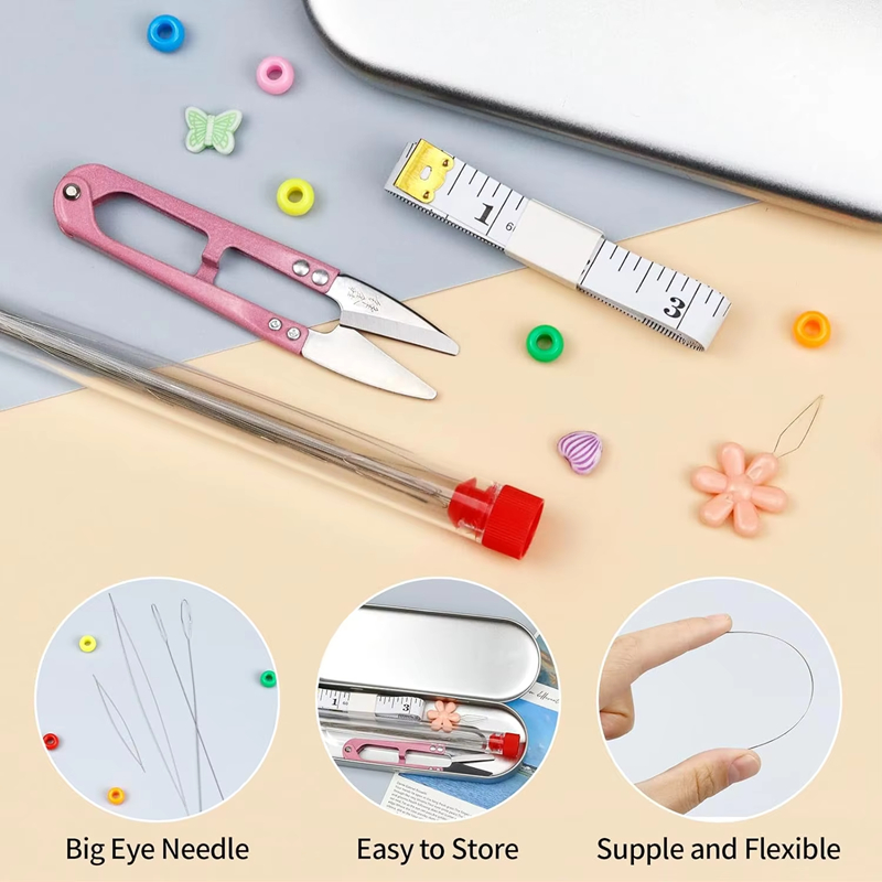 21-Piece Metal Beading Needle Set with Storage Box