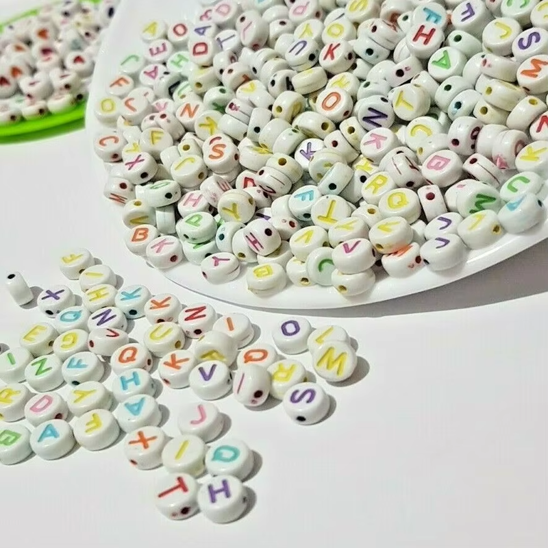 Mixed Color Alphabet Bead Flat Round Letter Bead Glow in the Dark Bead