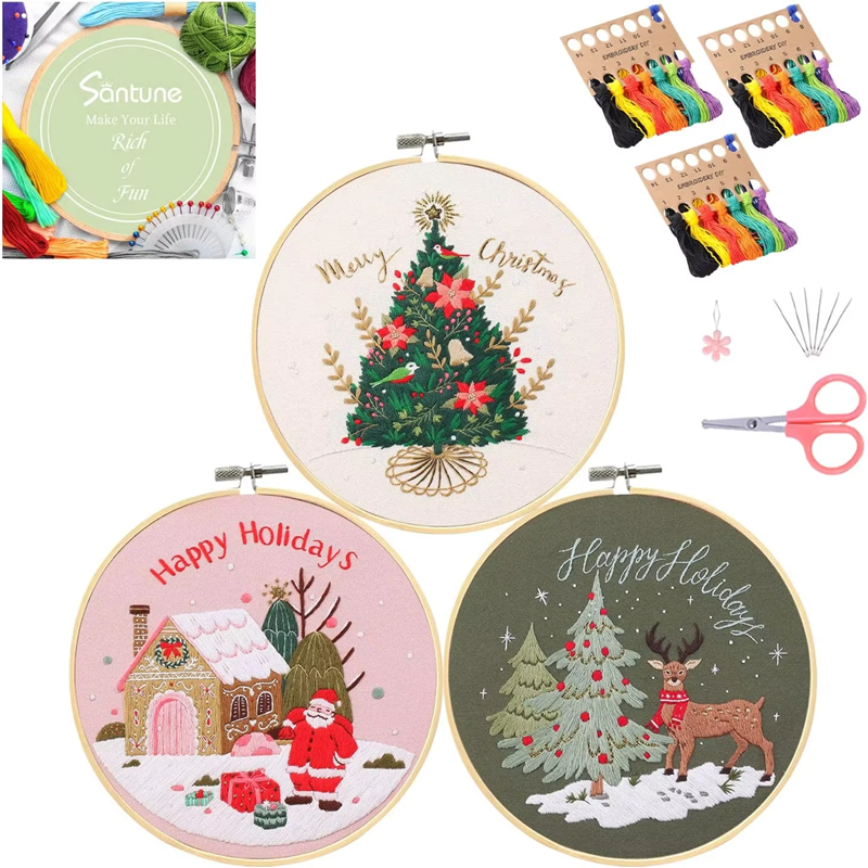 Hotselling DIY Embroidery Christmas Tree Pattern Sewing Kits