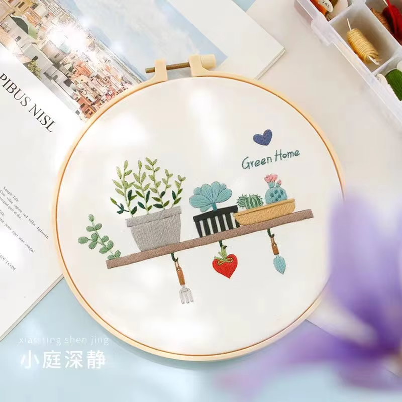 Wholesale DIY Embroidery Flowers Material Bag Knit Hollowed Fabric Set