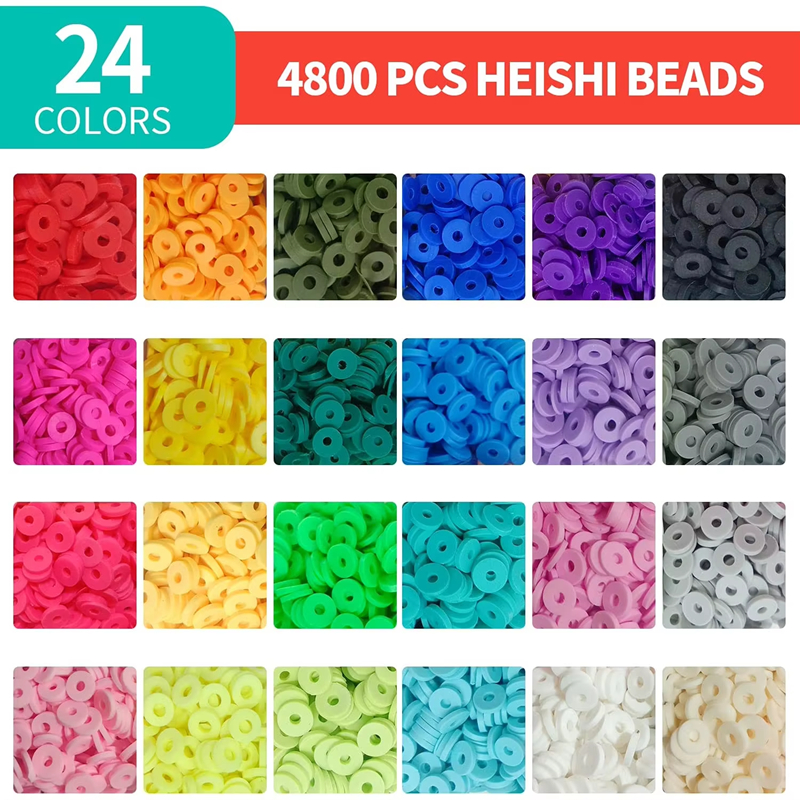 Round Color 6mm Clay Bead Set Polymer Clay Beads Kit