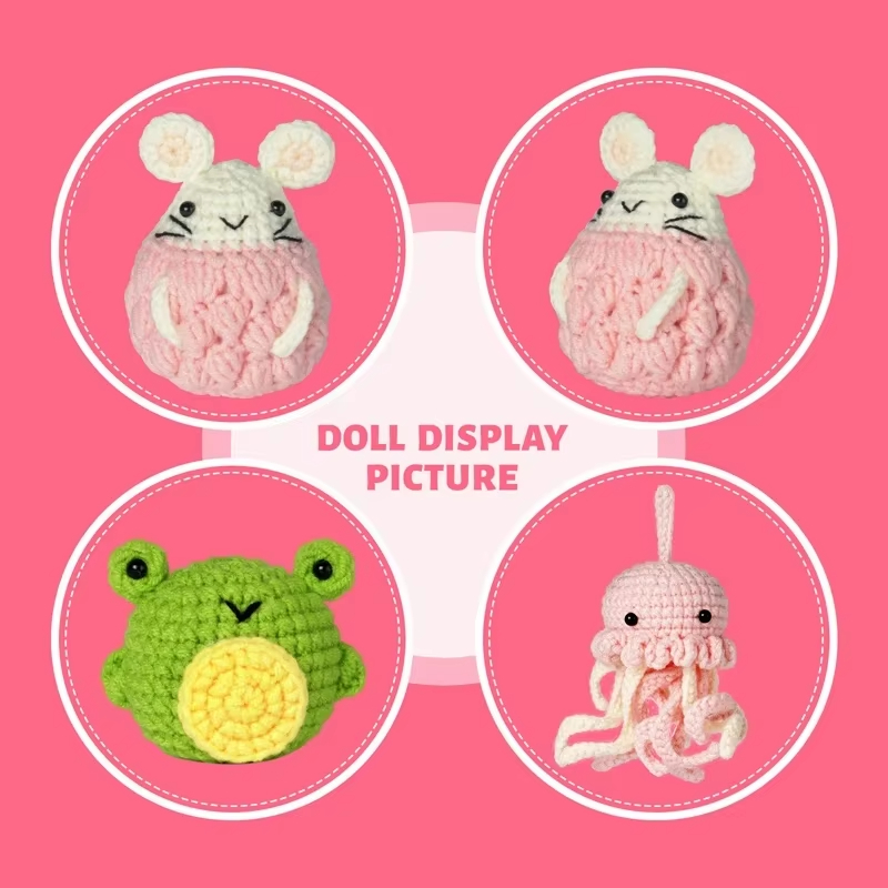 Crochet Animal Set DIY Knit Jellyfish Hamster and Frog Woven Doll Kits