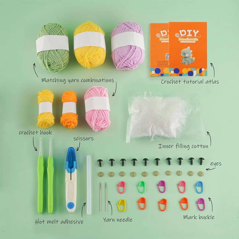 Wholesale Starter DIY Knitting Yarn Plush Dinosaurs Crochet Dolls Kits