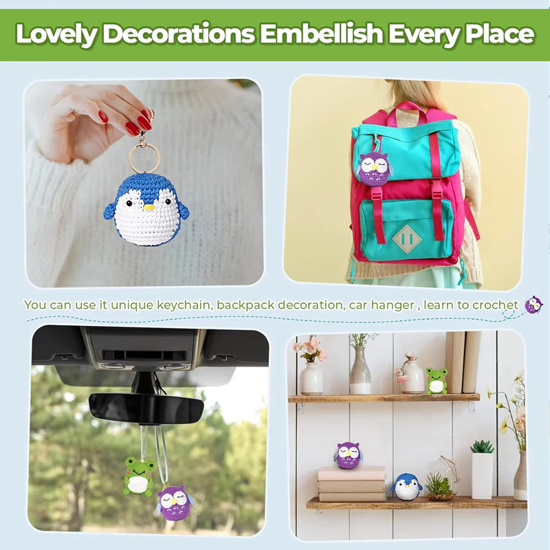 Factory Wholesale Crochet Animal Set Owl Frog Penguin Doll Knit Kit