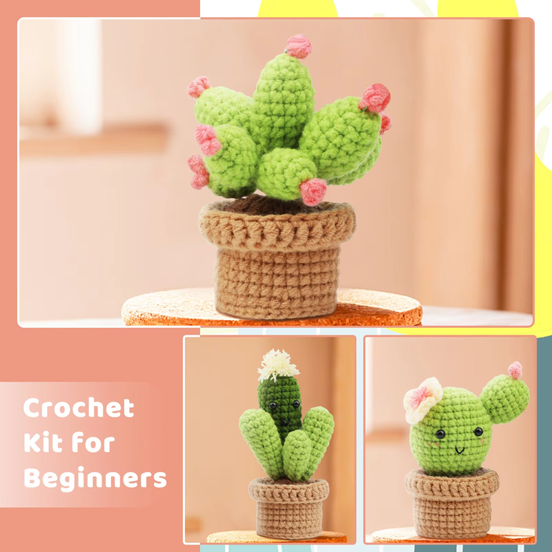 Sell Plant Crochet Kit Novice DIY Knitting Cactus Bonsai Decorated Set