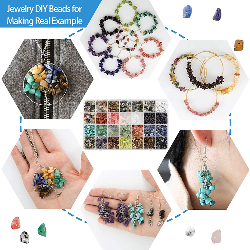28 Colors Irregular Natural Gemstone Beads Kit