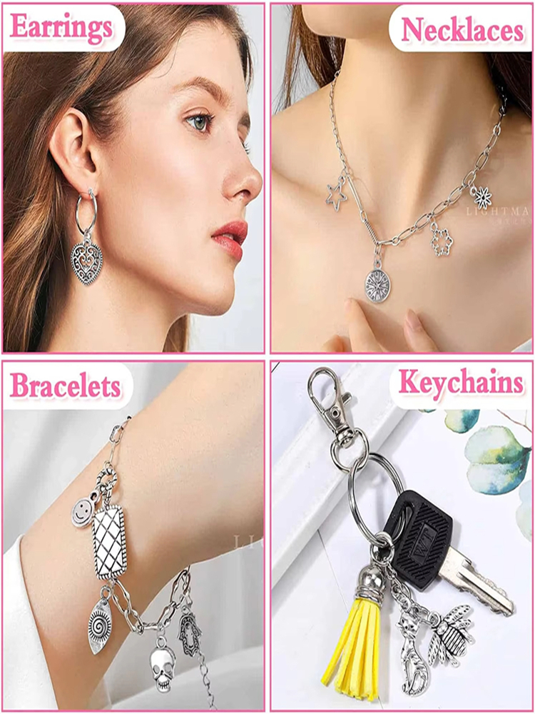 Antique silver color metal pendant charms