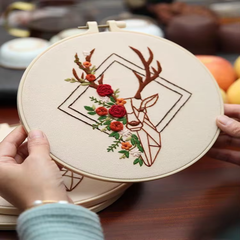 Geometric Animal Embroidery DIY Live Room Hang Painting Cross-Stitch