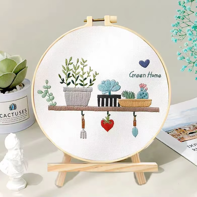 Wholesale DIY Embroidery Flowers Material Bag Knit Hollowed Fabric Set