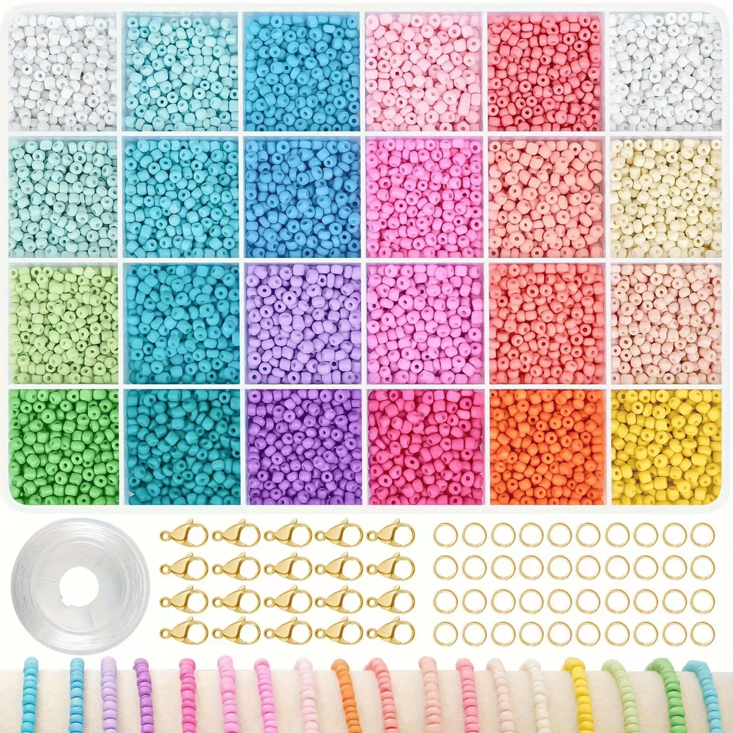 Sale at Wholesale Price Rainbow Color 2mm Glass Beads DIY Jewelry Set