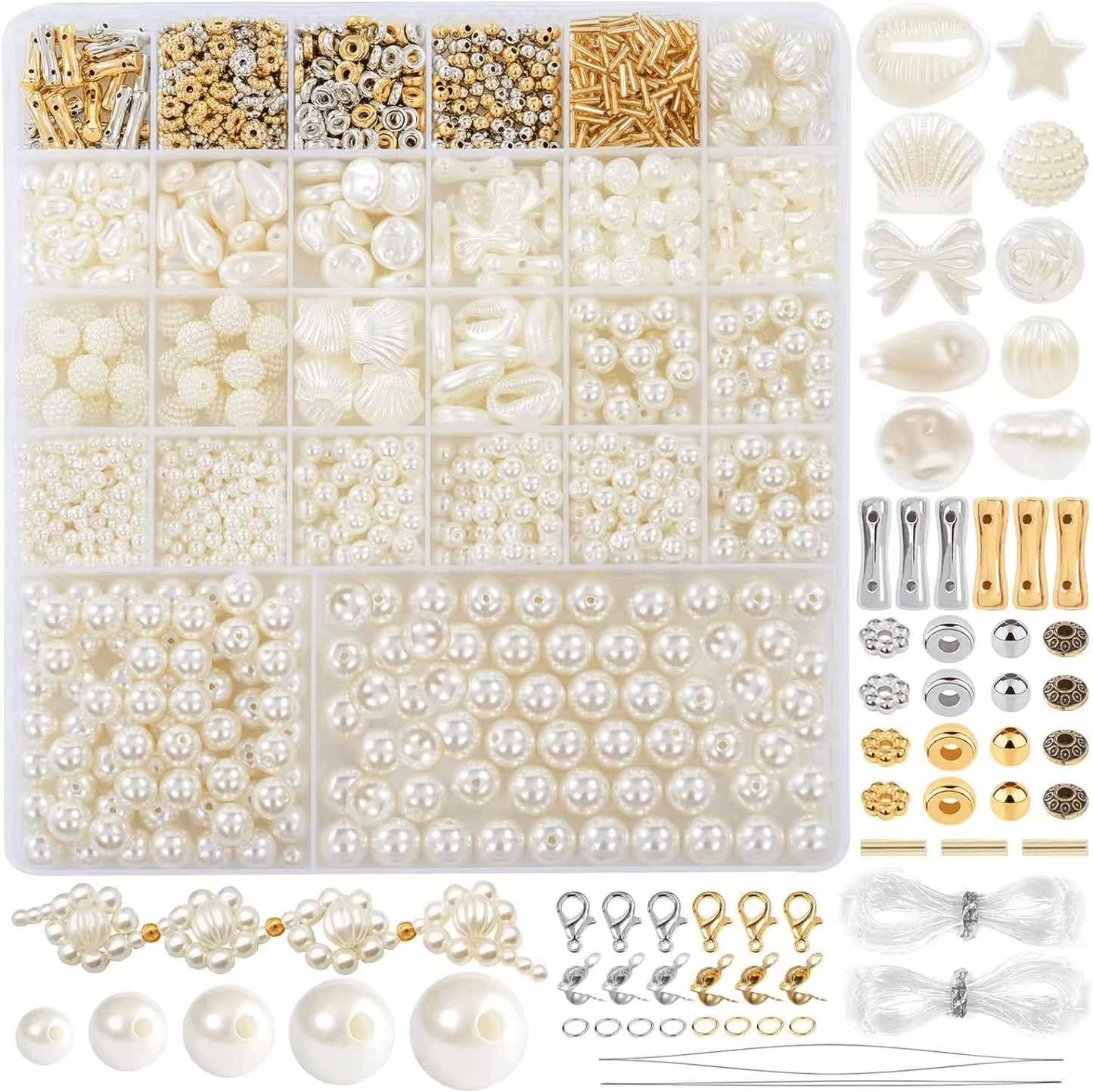 Wholesale Sell White Color Plastic Pearls With Gold Pendant Kit