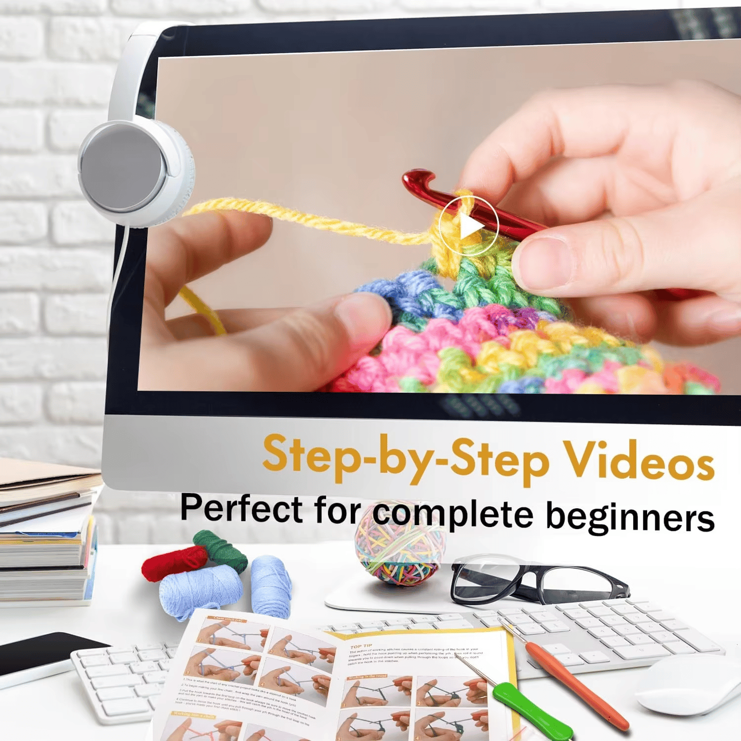 Popular Crochet Pendant DIY Knit Dinosaur and Elk Doll Keychain Kits