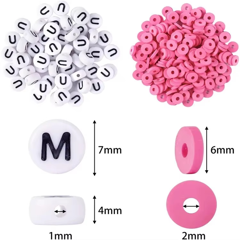 6mm Clay Sheet and 24 Grids Letter Beads Set