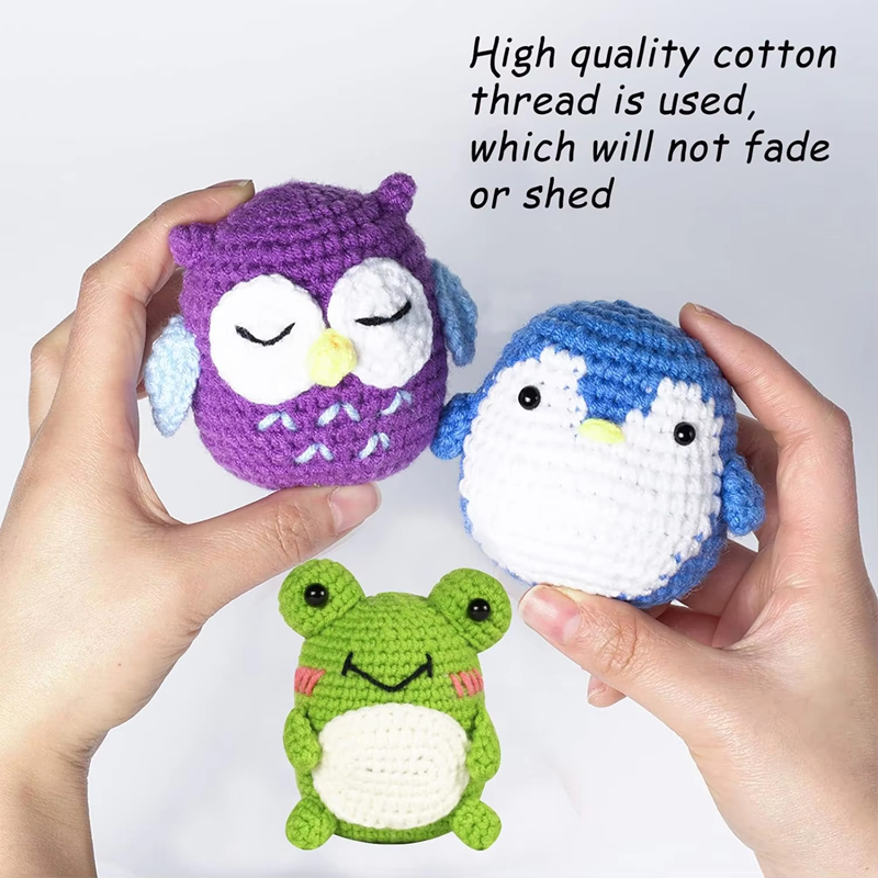 Factory Wholesale Crochet Animal Set Owl Frog Penguin Doll Knit Kit