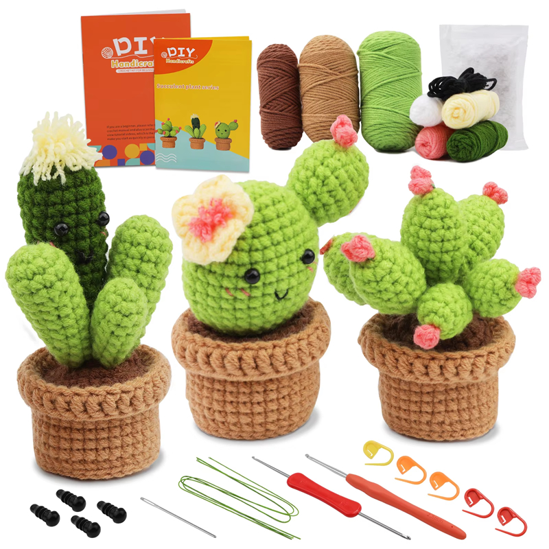 Sell Plant Crochet Kit Novice DIY Knitting Cactus Bonsai Decorated Set