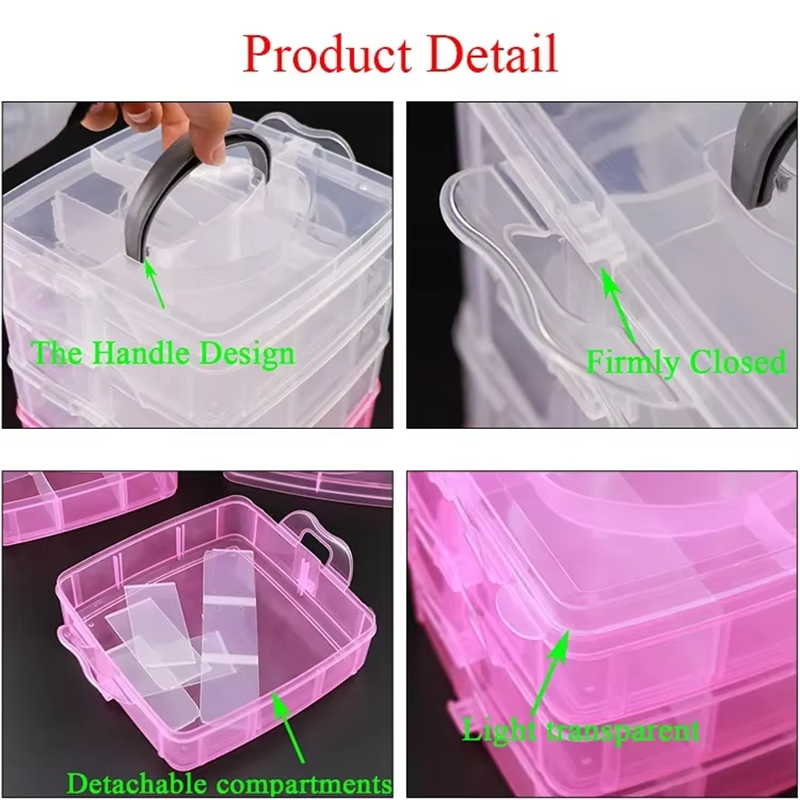 3 Layer Cosmetic Jewelry Adjustable Stackable Clearly Storage Gift Box