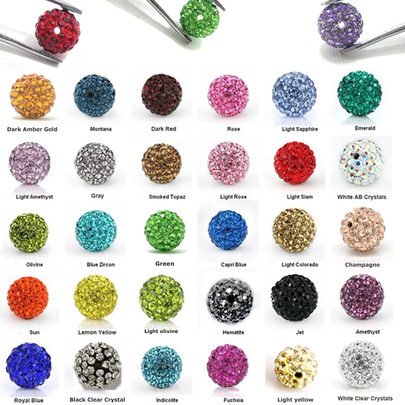 Hot Sell 10 mm Color Shambhala Clay Full Drill Balls Jewelry Wholesale