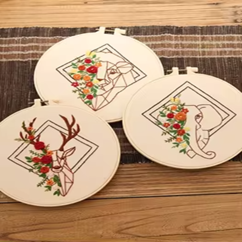 Geometric Animal Embroidery DIY Live Room Hang Painting Cross-Stitch