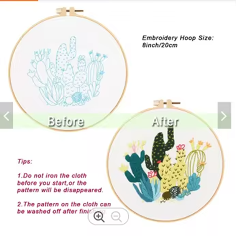 Beginner DIY Embroidery Kit Round Cross Stitch Sewing Set