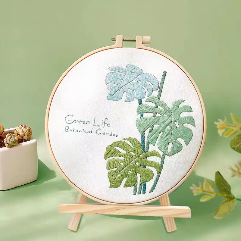 Wholesale DIY Embroidery Flowers Material Bag Knit Hollowed Fabric Set