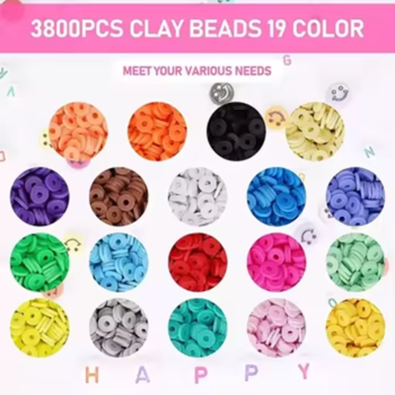 Wholesale 6mm Color Clay Beads Kits DIY Jewelry Making Bracelets Set
