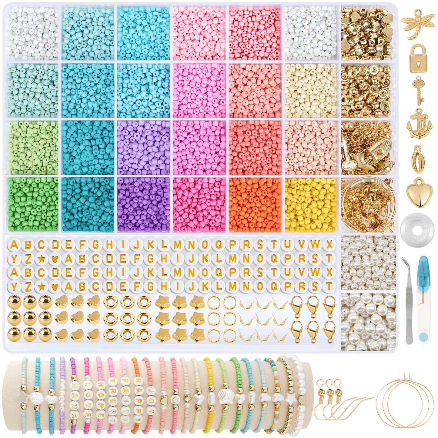 Sale at Wholesale Price Rainbow Color 2mm Glass Beads DIY Jewelry Set