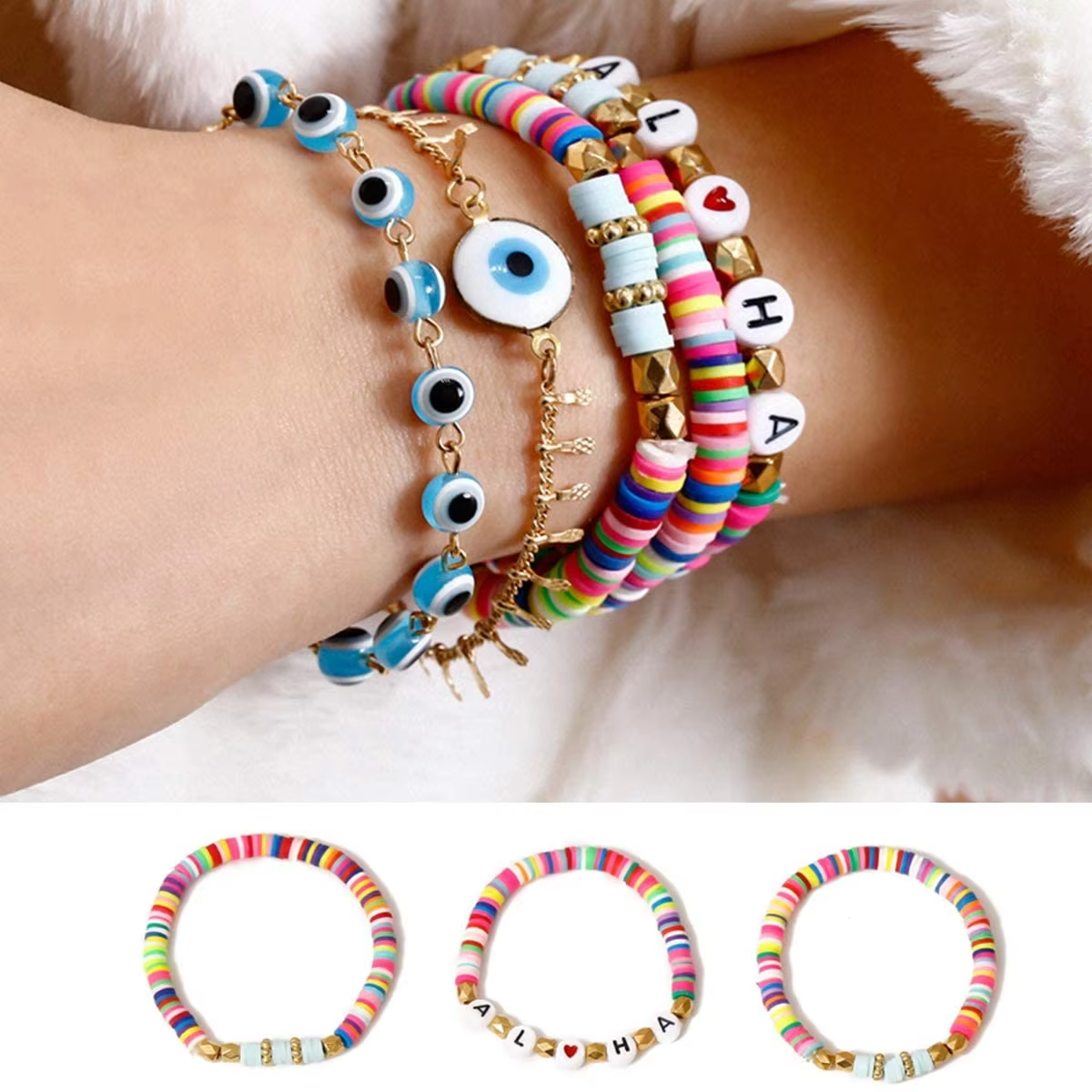 Factory Selling 24 Colors Polymer Clay Beads Kit with Letter Beads Kit