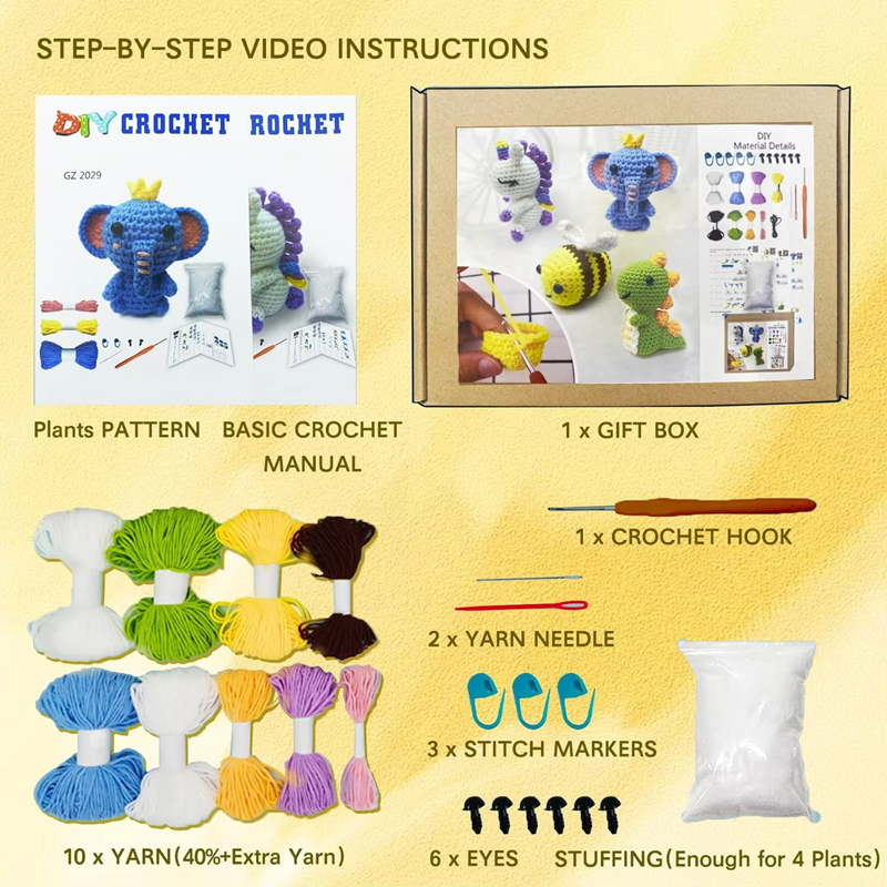2024 Hot Sell Animal Crochet Kits for Beginners DIY Weaving Doll Set