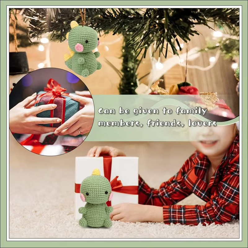 Crochet Set DIY Knitting Cartoon Dinosaur Dolls Keychain Pendant Kits