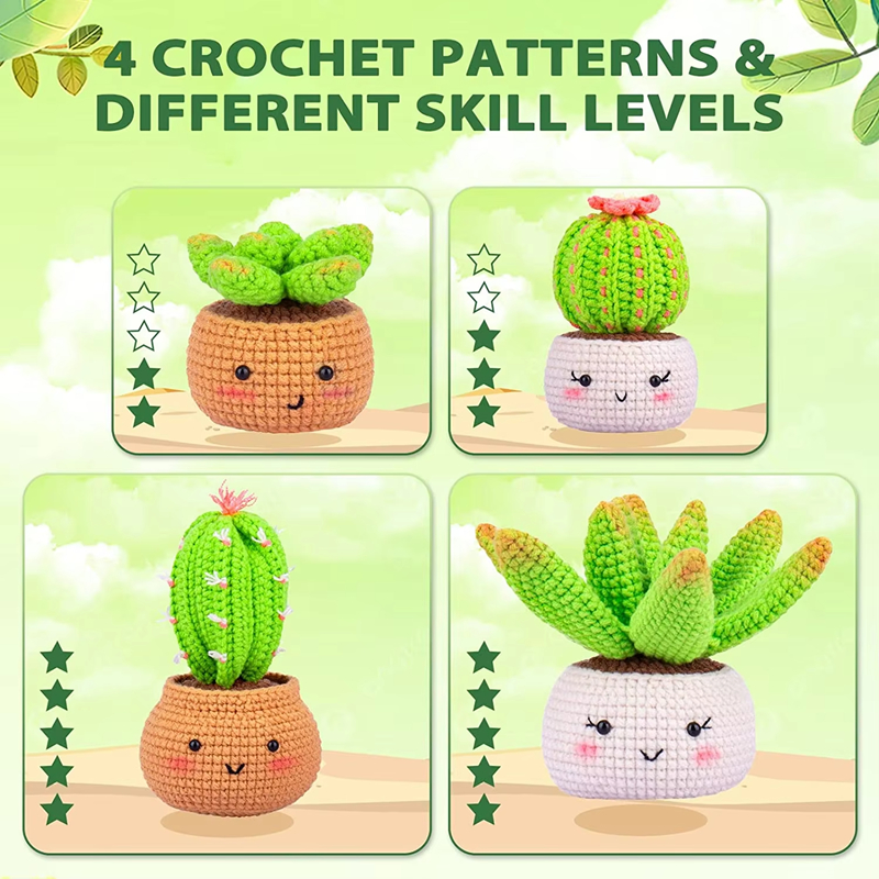 Factory Direct Selling Plants Crochet Kits DIY Knit Cactus Bonsai Sets
