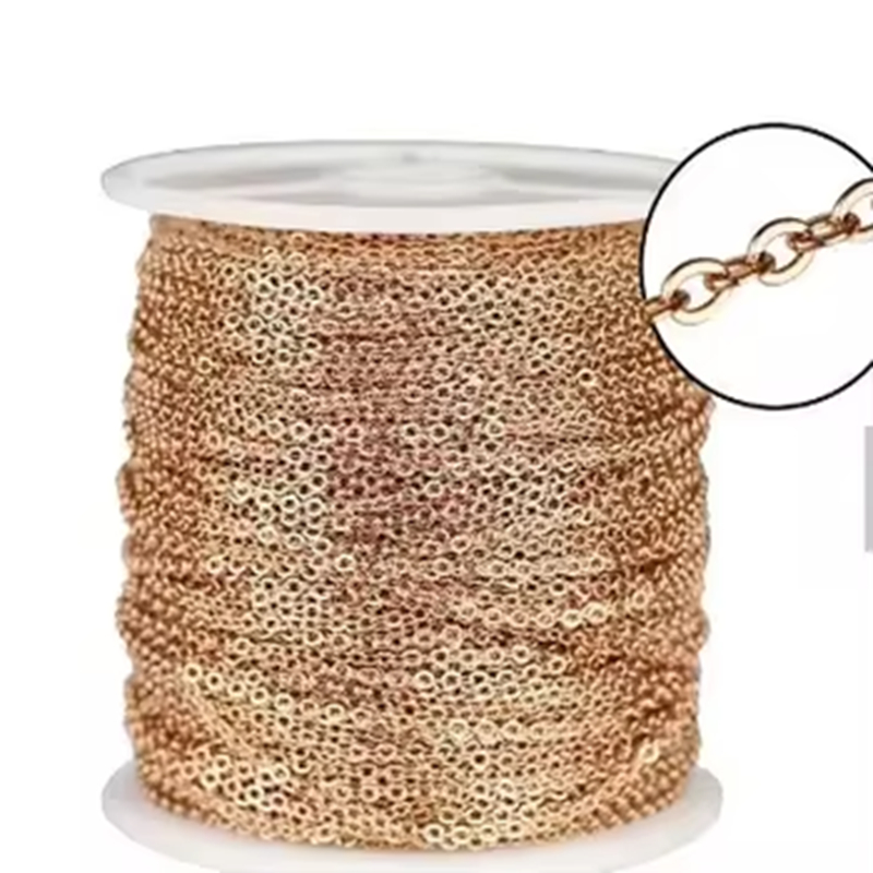 Gold Plated Stainless Steel Cable Chain Roll for DIY Jewelry Findings