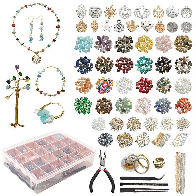 24 Colors of Natural Gemstone Beads Kit