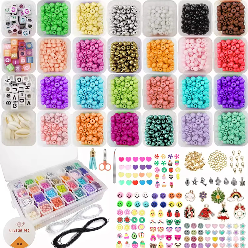 Factory Wholesale 28 Color Glass Seed Beads Set DIY Making Jewelry Kit