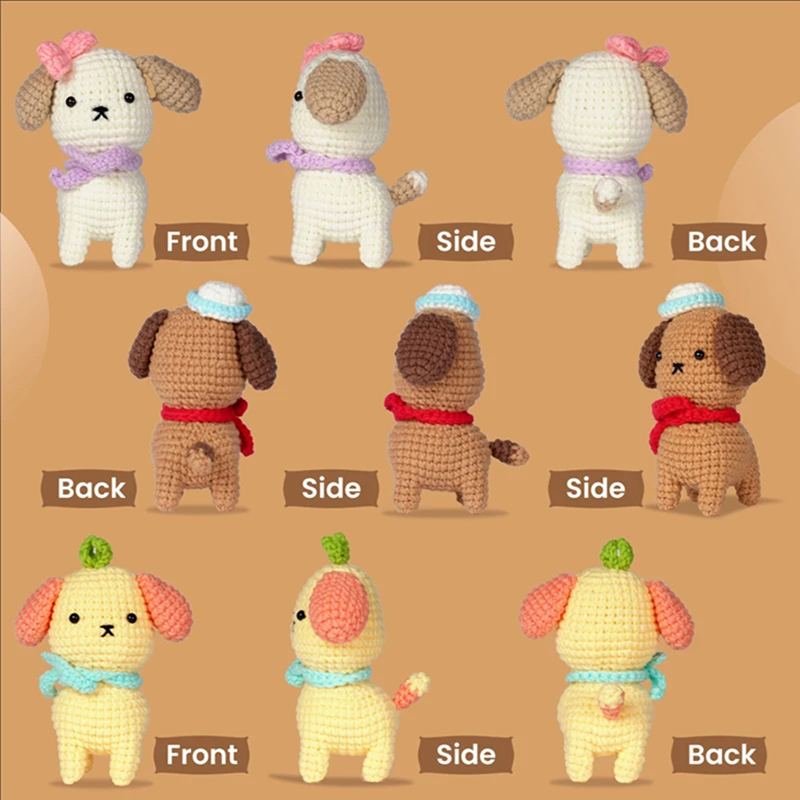 Wholesale Crochet Dog Doll Knit Set DIY Knitting Pendant Keychain Kits