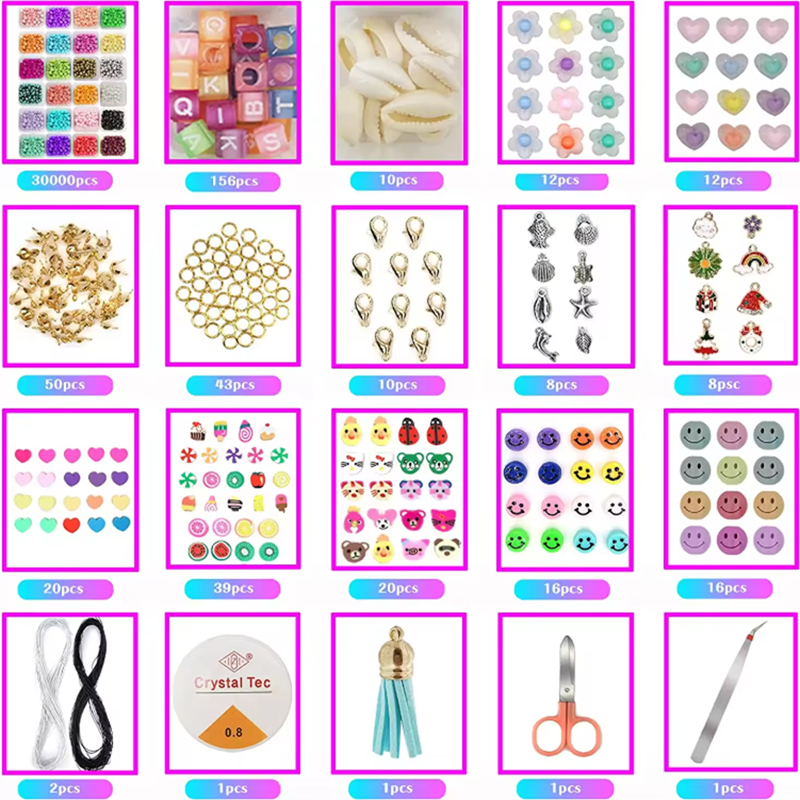Factory Wholesale 28 Color Glass Seed Beads Set DIY Making Jewelry Kit