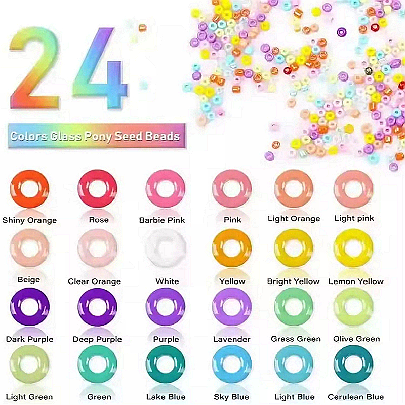 Wholesale Sell Color 2mm Glass Seed Beads and 7*4mm Letter Beads Set