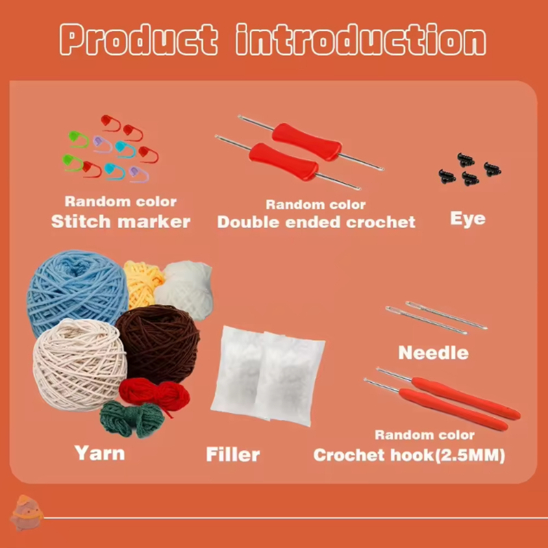 Handmade Crochet Animal Kit Beginner DIY Knit Hedgehog and Penguin Set