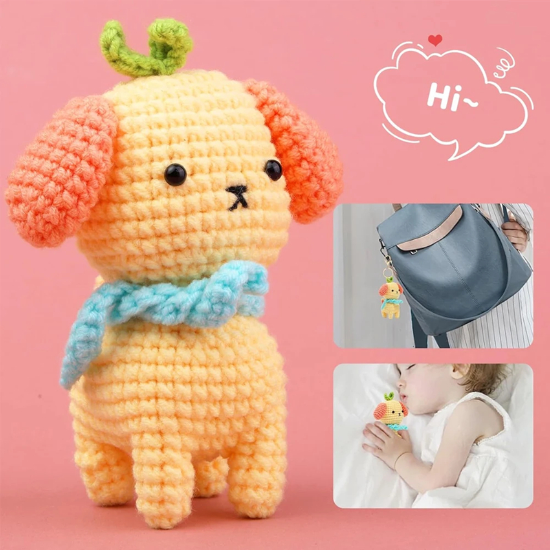 Wholesale Crochet Dog Doll Knit Set DIY Knitting Pendant Keychain Kits