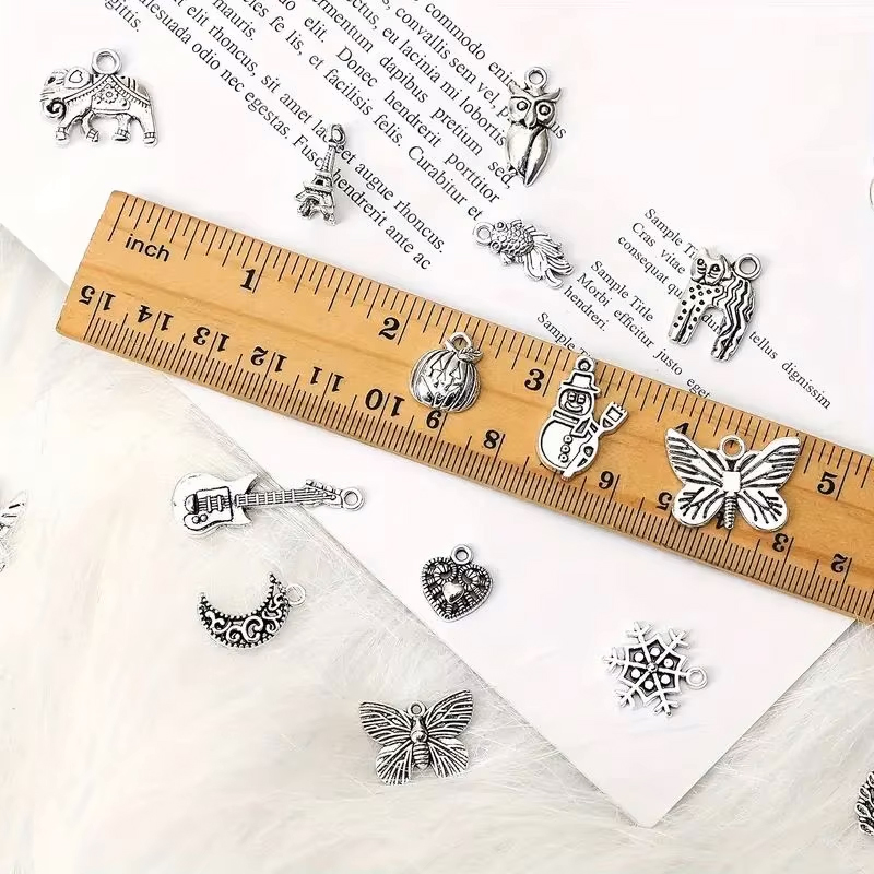 Antique silver color metal pendant charms
