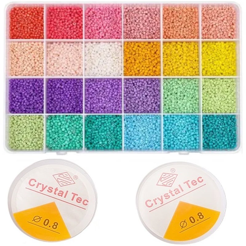 Wholesale Sell Color 2mm Glass Seed Beads and 7*4mm Letter Beads Set