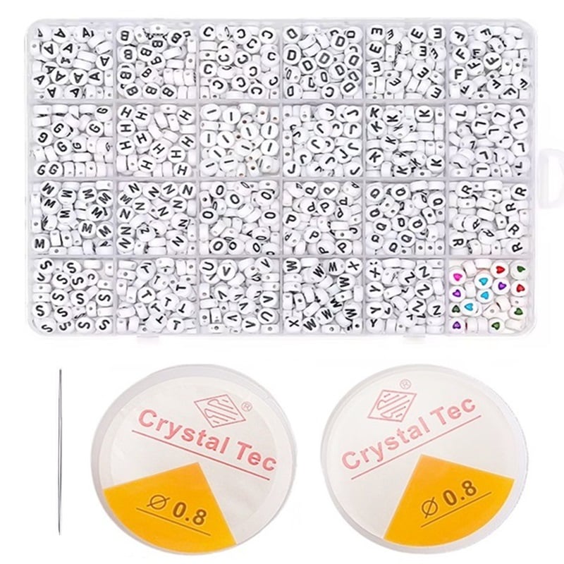 Wholesale Sell Color 2mm Glass Seed Beads and 7*4mm Letter Beads Set