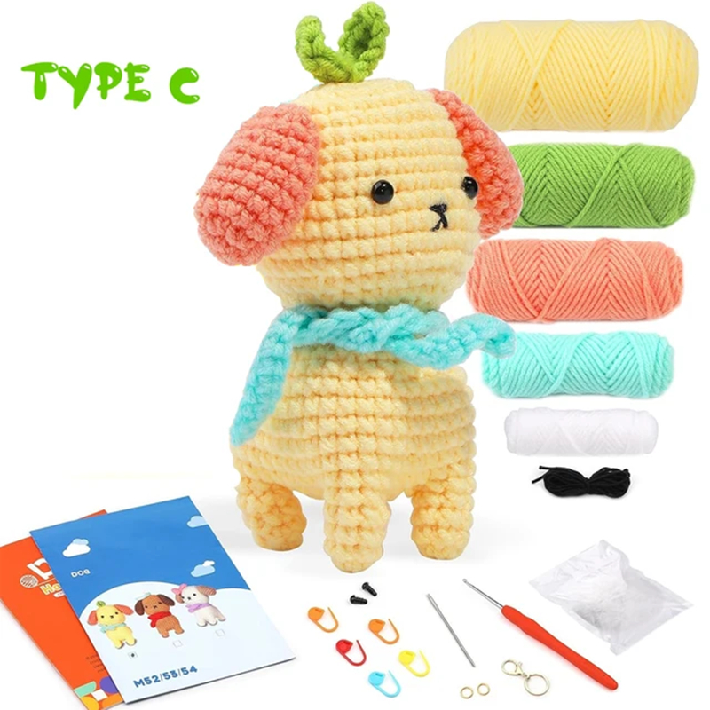 Wholesale Crochet Dog Doll Knit Set DIY Knitting Pendant Keychain Kits