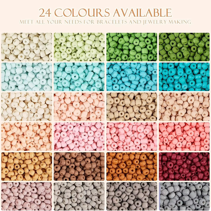 24 Grids Light Color Glass Rice Bead Set with Golden Letter Beads Kits