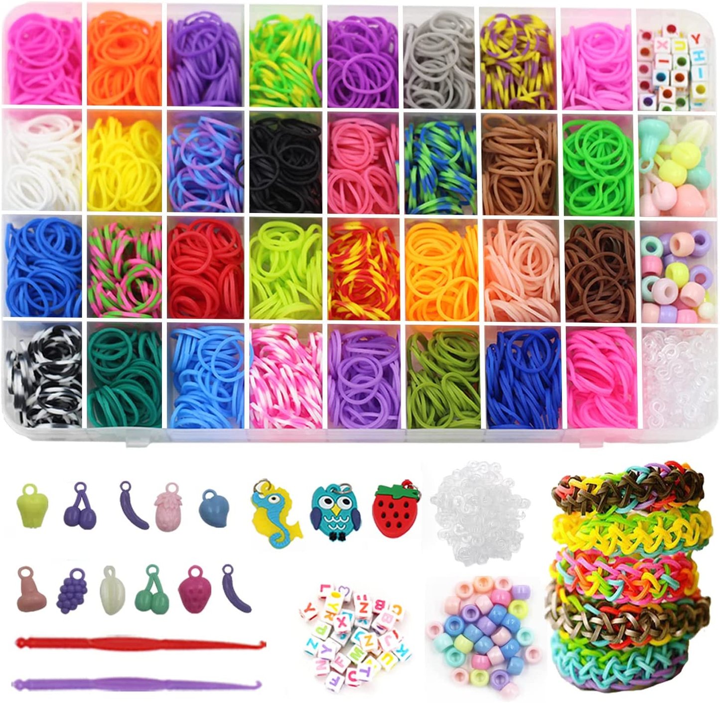 Factory Wholesale Colored Rubber Bands Kits DIY Knit Bracelets Set