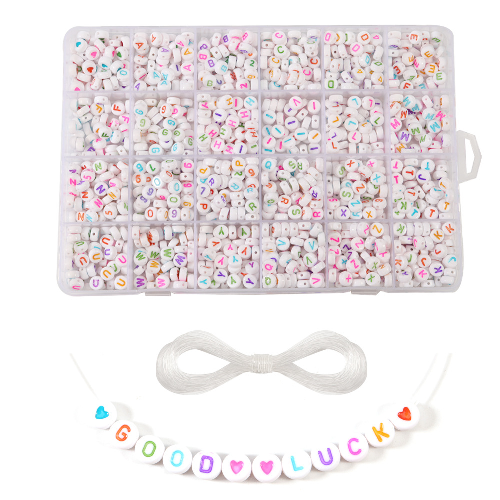 Wholesale A-Z Letter Beads Kit Flat Round Craft Alphabet Beads Making