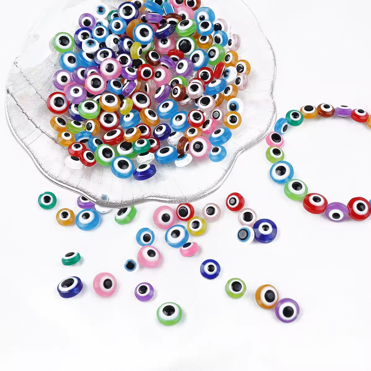 5*8mm Round Glass Eye Loose Beads DIY Bracelet Necklace Amulet Beads