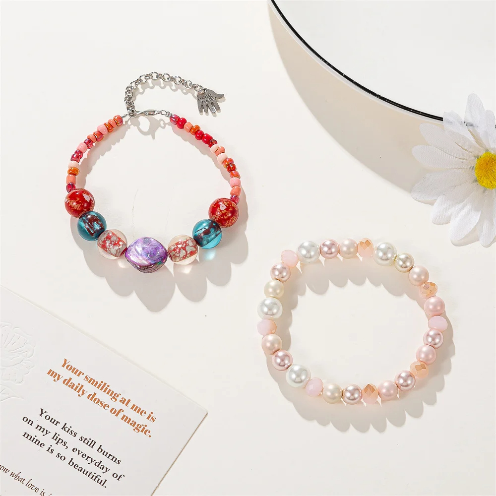 PInk Glass Pearl Stone Beads DIY Jewelry Making Necklaces Kits