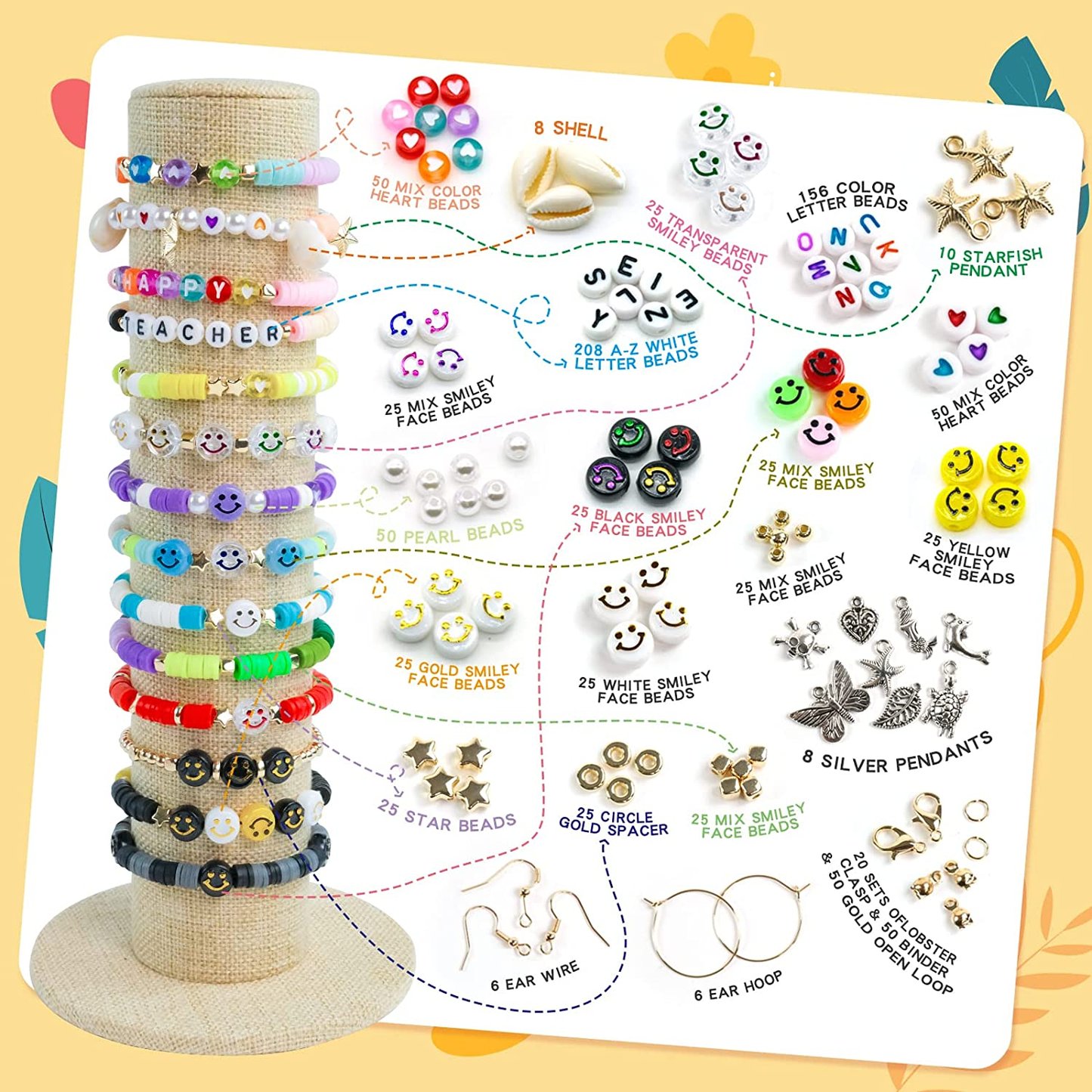 Rainbow Polymer Clay Bead Kit Round Ceramic Beads Manufacturers
